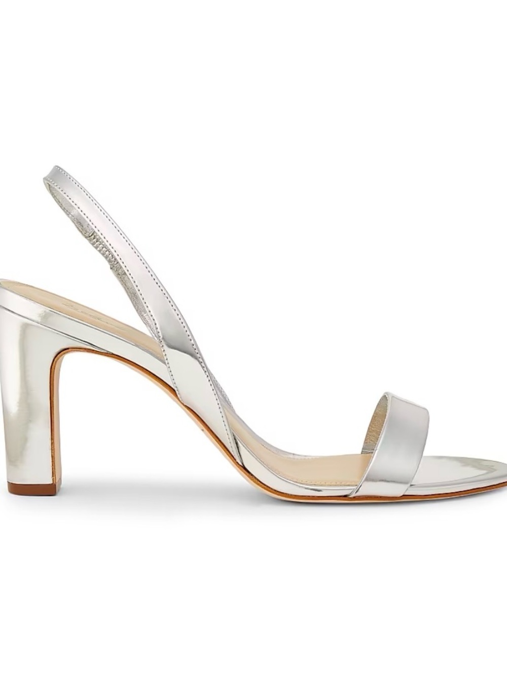 $285 Saks 22Eleve Silver Slingback Block Heel Sandal - Sz 36.5